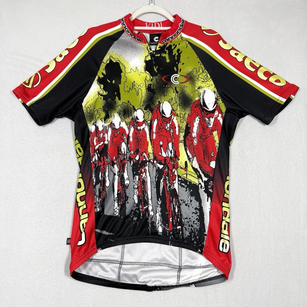 Saeco Cannondale Cycling Jersey Men Large Vidi Performance Logo 1/4 Zip Pullover